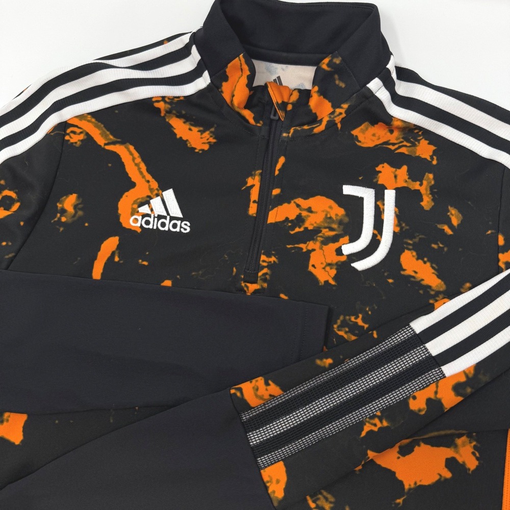 Adidas Juventus Training Top Mens Small Black Orange Marble‎ 1/4 Zip Soccer